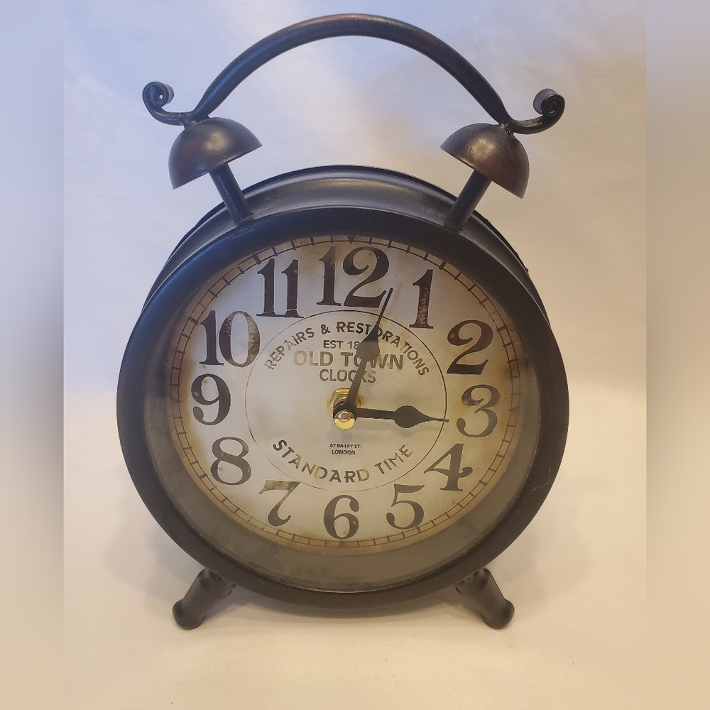 Deco 79 Black Metal Case Clock Bell Style Top Wall Hanging Or Freestanding